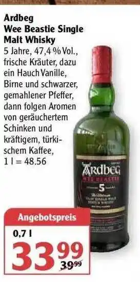 Globus Ardberg Wee Beastie Single Malt Whisky Angebot