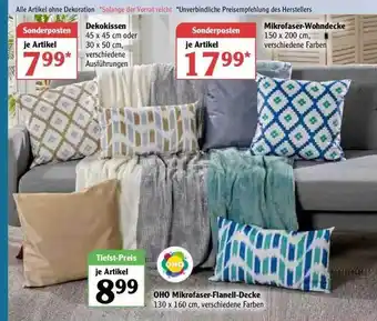 Globus Oho Mikrofaser-flanell-decke, Dekokissen Oder Mikrofaser-wohndecke Angebot