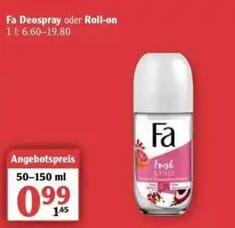 Globus Fa Deospray Oder Roll-on Angebot