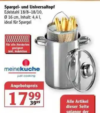 Globus Meinekuche Spargel- Und Universaltopf Angebot