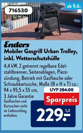 Aldi Süd Enders Mobiler Gasgrill Urban Trolley Angebot