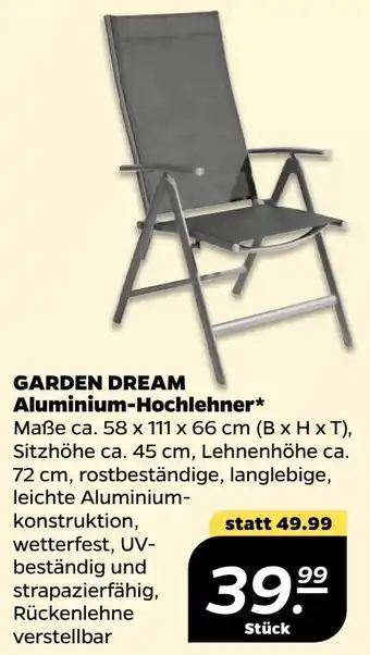 NETTO Garden Dream Aluminium-Hochlehner Maẞe ca. 58 x 111 x 66 cm B x H x T Angebot