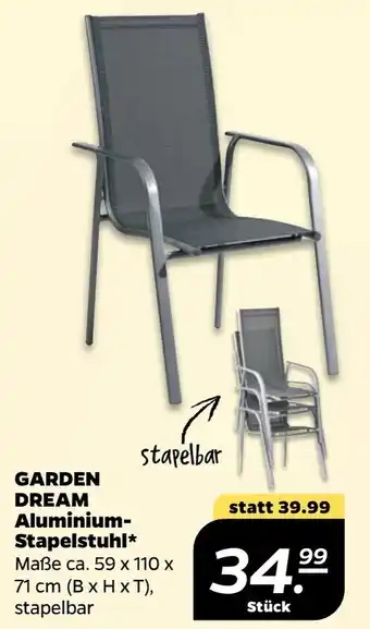 NETTO Garden Dream Aluminium Stapelstuhl Maẞe ca.59 x 110 x 71 cm ( B x H x T) Angebot