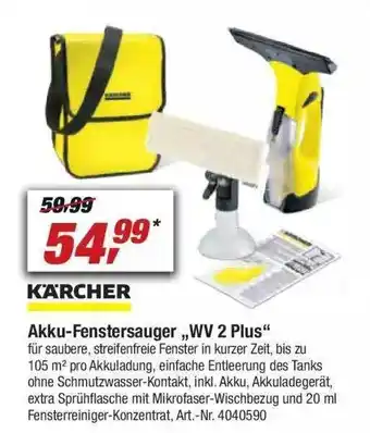 toom Baumarkt Kärcher Akku-fenstersauger „wv 2 Plus“ Angebot