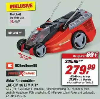 toom Baumarkt Einhell Akku-rasenmäher „ge-cm 36 Li M Kit“ Angebot