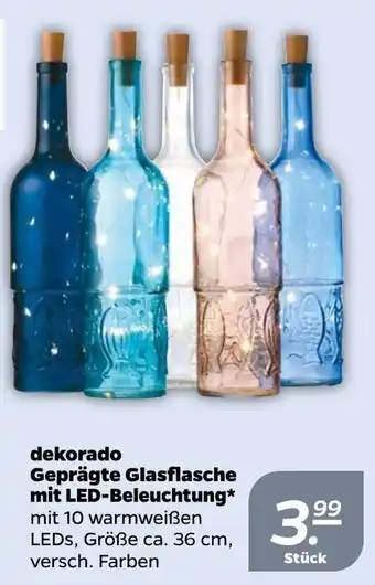 NETTO dekorado Geprägte Glasflasche mit LED-Beleuchtung ca. 36 cm Angebot