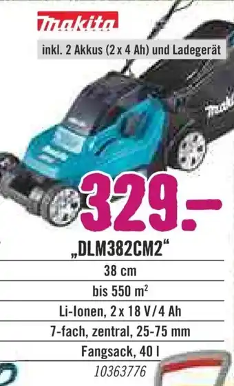 Hornbach Makita Akku Rasenmäher ,,DLM382CM2" Angebot