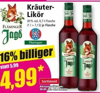 Norma Fläminger Jagd Kräuterlikör 0,7 L Flasche Angebot