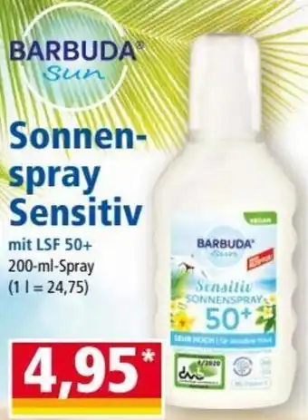 Norma Barbuda Sun Sonnenspray Sensitiv mit LSF 50+, 200 ml Angebot