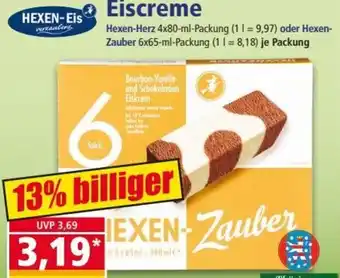 Norma Eiscreme Hexen Herz 4x80 ml oder Hexen Zauber 6x65 ml Packung Angebot