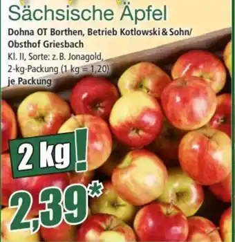 Norma Sächsische Äpfel 2 kg Packung Angebot