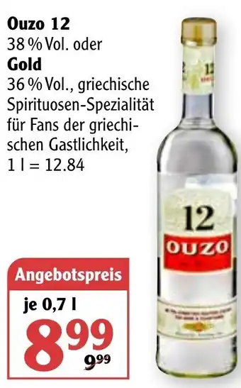 Globus Ouzo 12 o. Gold 700ml Angebot