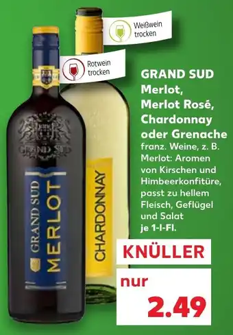 Kaufland Grand Sud Merlot, Merlot Rosé, Chardonnay oder Grenache 1 L-Fl. Angebot