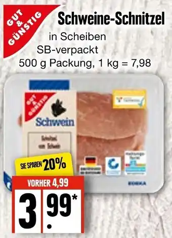 Edeka Frischemarkt Gut & Günstig Schweine Schnitzel 500 g Packung Angebot