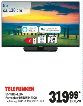 METRO Telefunken 55" UHD LED Fernseher D55U554E1CW Angebot