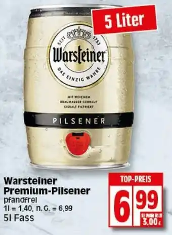 Elli Markt Warsteiner Premium-Pilsener 5l Fass Angebot