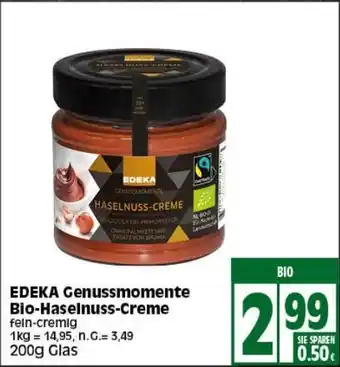 Elli Markt Edeka Genussmomente Bio-Haselnuss-Creme 200g Glas Angebot