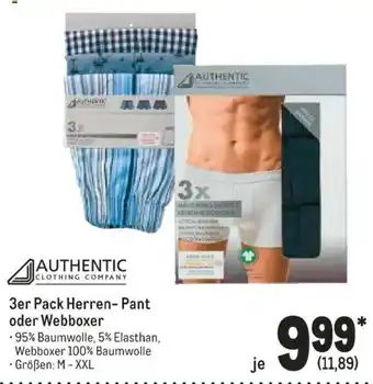 METRO Authentic 3er Pack Herren Pant oder Webboxer Angebot