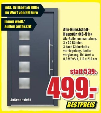 B1 Discount Baumarkt Alu Kunststoff Haustür ,,KS 511" Angebot