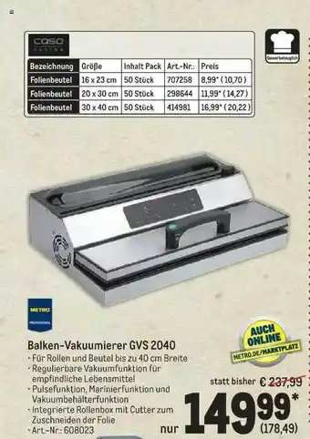 METRO Metro Balken-vakuumierer Gvs 2040 Angebot