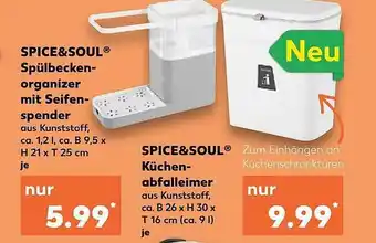 Kaufland Spice&soul Spülbecken-organizer Mit Seifen-spender, Spice&soul Küchen-abfalleimer Angebot