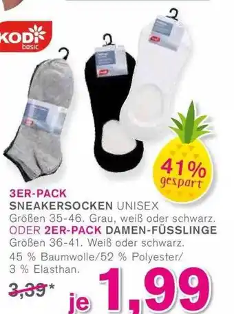 KODi 3er-pack Sneakersocken Oder 2er-pack Damen-füsslinge Angebot