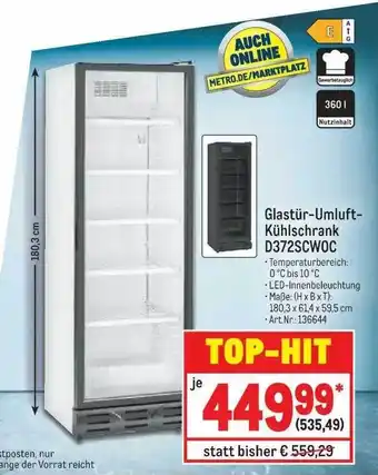 METRO Glastür-umluft-kühlschrank D372scwoc Angebot