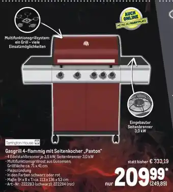 METRO Tarrington House Gasgrill 4-flammig Mit Seitenkocher „paxton“ Angebot