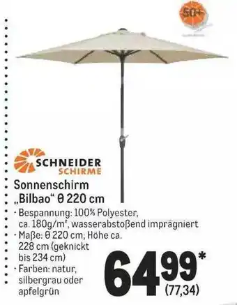 METRO Schneider Schirme Sonnenschirm „bilbao“ ø 220 Cm Angebot