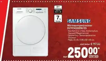 METRO Samsung Wärmepumpentrockner Dv70ta000dw-eg Angebot