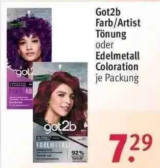 Rossmann Got2b Farb-artist Tönung Oder Edelmetall Coloration Angebot