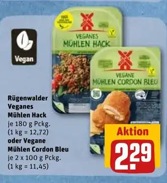 REWE Rugenwalder Veganes Muhlen Hack 180g o. Vegane Muhlen Cordon Bleu 2*100g Angebot