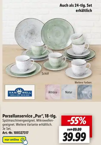 Lidl Van well porzellanservice „pur“, 18-tlg. Angebot