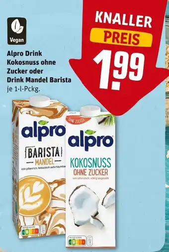 REWE Alpro drink kokosnuss ohne zucker oder drink mandel barista Angebot