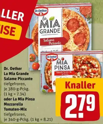 REWE Dr. oetker la mia grande salame piccante oder la mia pinsa mozzarella tomaten-mix Angebot