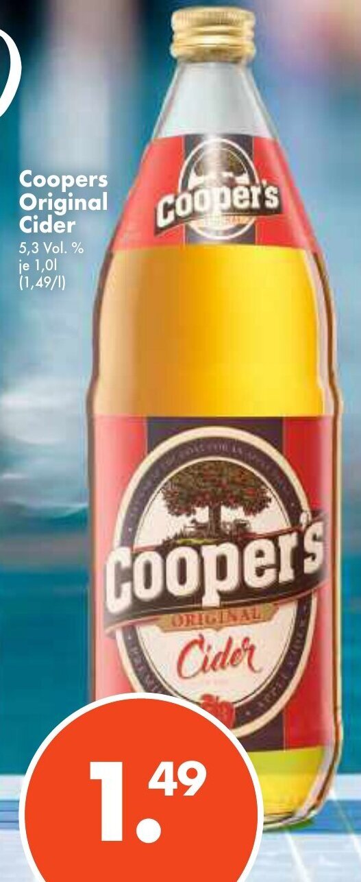 Coopers Original Cider 1L Angebot bei Trink und Spare