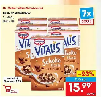 Netto Marken-Discount Dr. Oetker Vitalis Schokomüsli Angebot