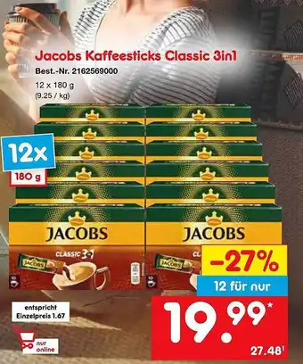 Netto Marken-Discount Jacobs Kaffeesticks Classic 3in1 Angebot