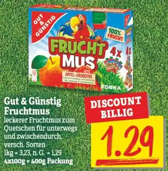 NP Discount Gut & Günstig Fruchtmus 400 g Packung Angebot