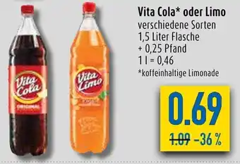 diska Vita Cola oder Limo 1,5 Liter Flasche Angebot