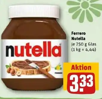 REWE Kaufpark Ferrero Nutella 750 g Glas Angebot