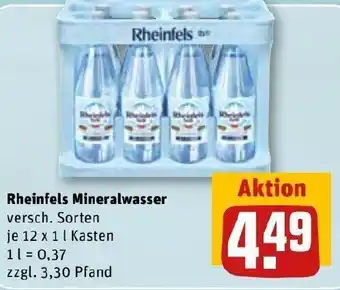 REWE Kaufpark Rheinfels Mineralwasser 12x1 L Kasten Angebot