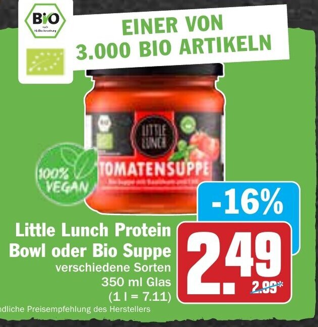 Little Lunch Protein Bowl oder Bio Suppe 350ml Glas Angebot bei Hit