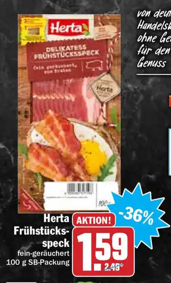 Hit Herta Frühstücksspeck 100g Angebot