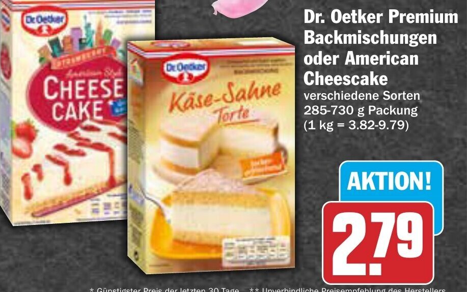 Dr. Oetker Premium Backmischungen oder American Cheesecake 285730 g