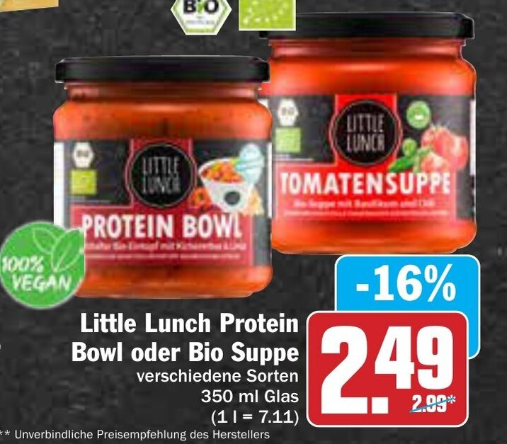 Little Lunch Protein Bowl oder Bio Suppe 350 ml Glas Angebot bei AEZ