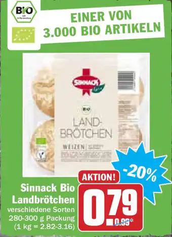 Hit Sinnack Bio Landbrötchen  280g-300g Angebot