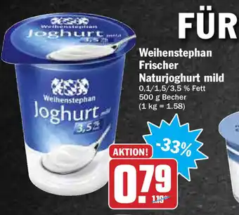 Hit Weihenstephan Frischer Naturjoghurt mild 500g Angebot