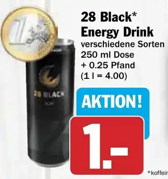 Hit 28 Black Energy Drink 250 ml Dose + 0,25 Pfand Angebot