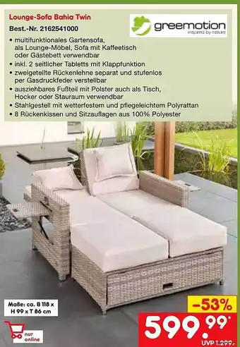 Netto Marken-Discount Greemotion Lounge Sofa Bahia Twin Angebot